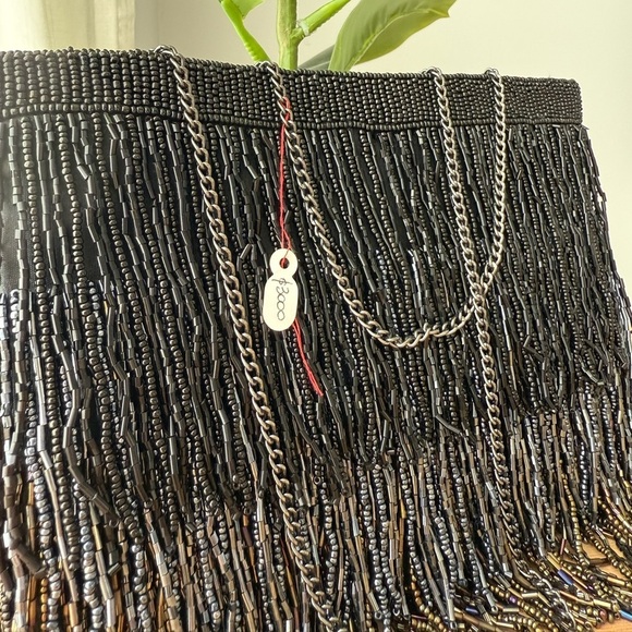 Pink Revolver black metallic beaded fringe clutch bag - NWT - Picture 5 of 5